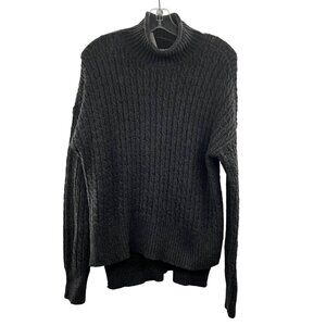 Ann Taylor Loft Cable Knit Sweater Gray Size Large Mock Neck Long Sleeve New